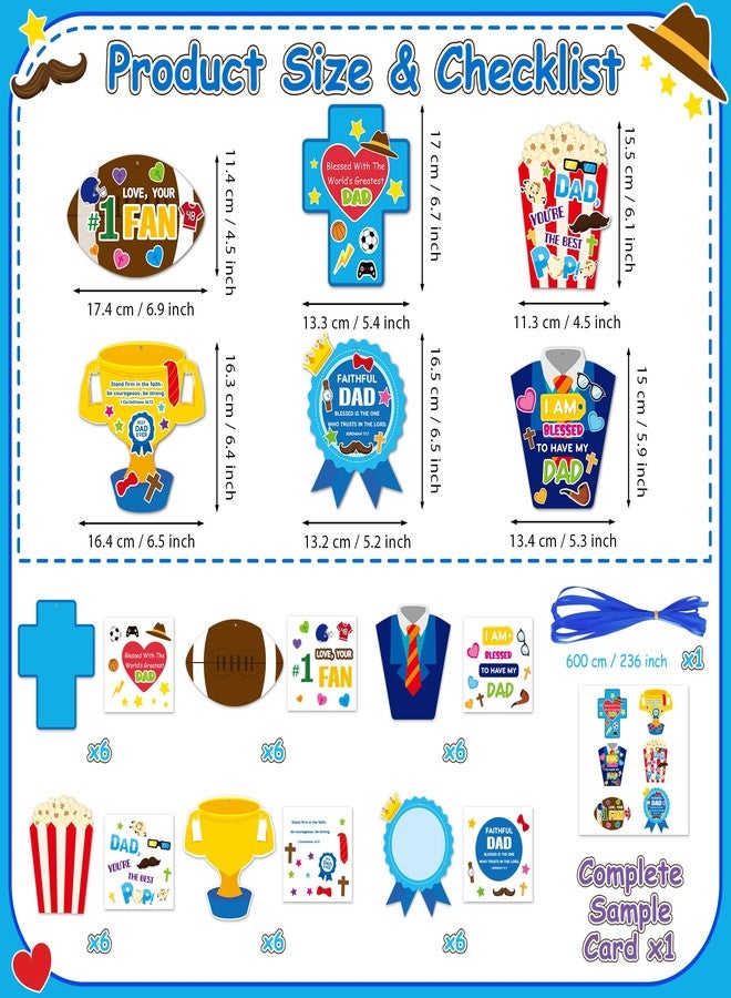 BWkoss Father's Day DIY Crafts for Kids - 36Set Bulk Religious Sunday School Crafts Sticker Christian Hanging Ornament Craft Kit for Classroom VBS Activities Sunday School Father's Day Favors - Image 2